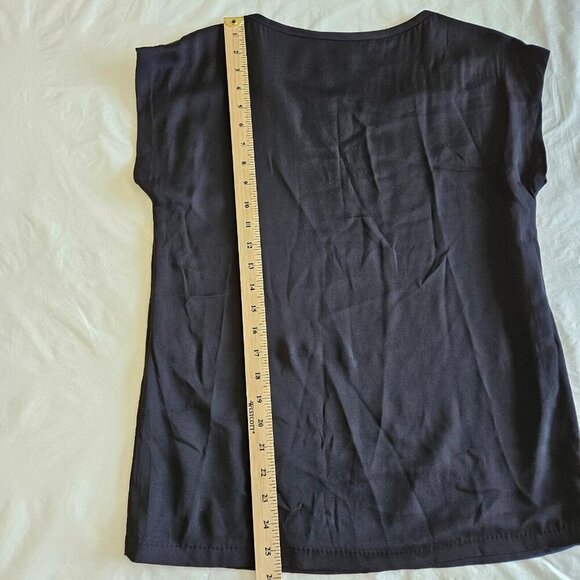 Diane Von Furstenberg Top Womens US 6 Black Gold Lace Silk SS Whimsigoth Boho - Picture 5 of 12